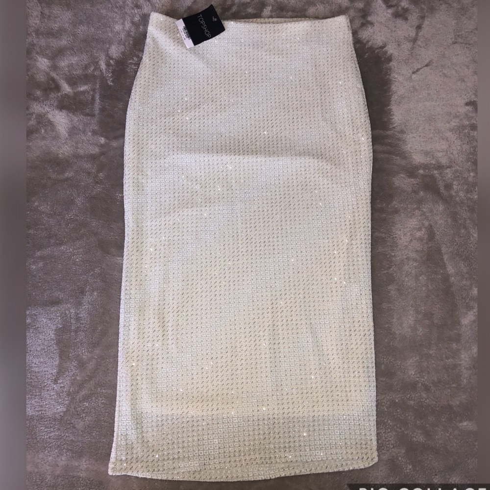 TOPSHOP Shimmery Sparkly Midi Skirt